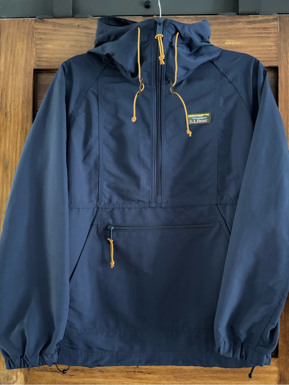 L.L.Bean Navy Anorak Pullover with Mustard Accents